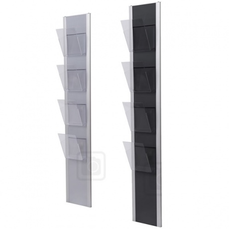 Wall Mounted Brochure Rack with Clear Pockets - 4 x A4